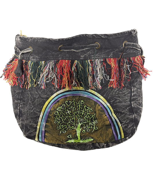 Hobo Bag Tree of Life Blk