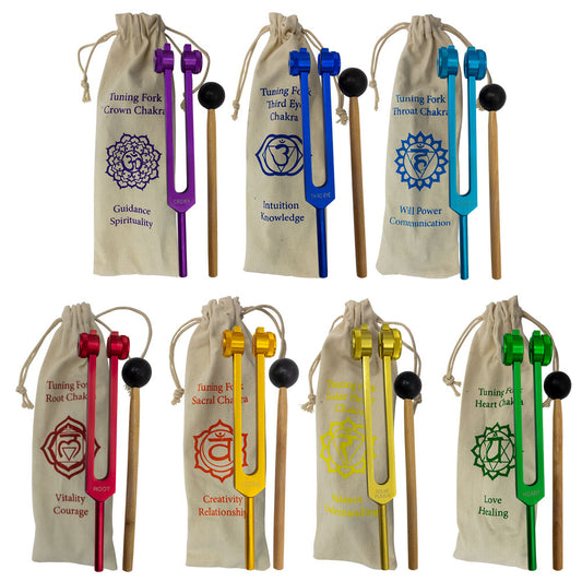 31561 Weighted Tuning Fork- 7 Chakras w/ Bags - Tuned (Set of 7)