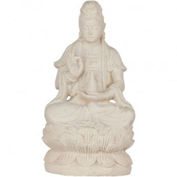 33800 Volcanic Stone Statue - White Kwan Yin
