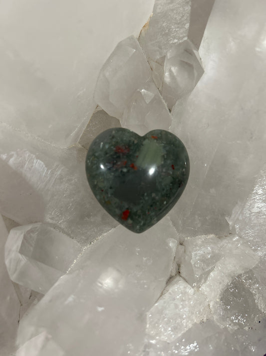 62336 Heart Puffed Gemstone African Blood Stone