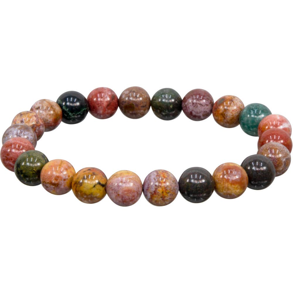 Bracelet 8mm Round Beads - Ocean Jasper