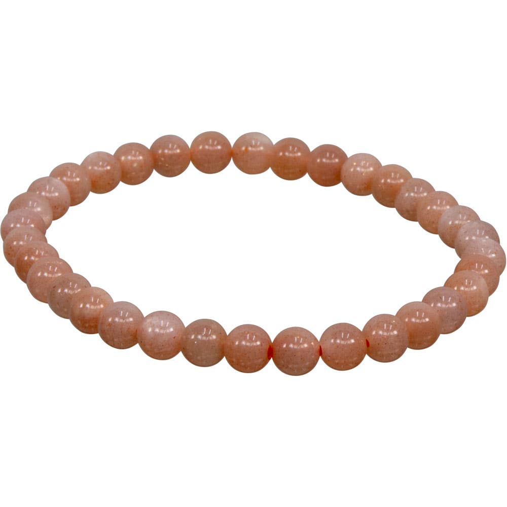 Bracelet 5-7mm Round Beads - Peach Moonstone