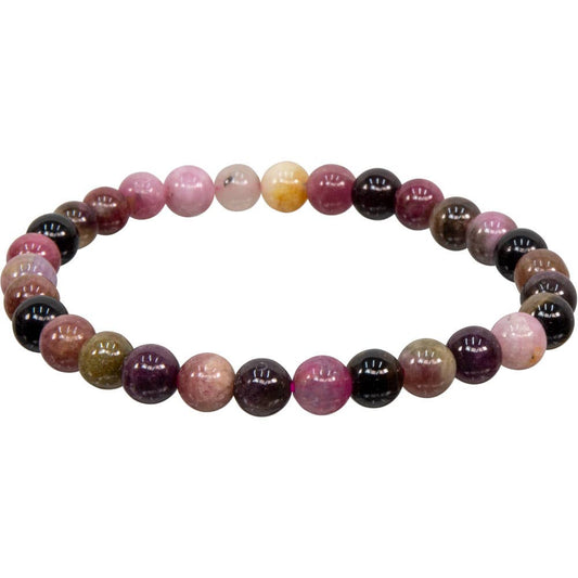 Bracelet 5-7mm Round Beads - Pink Mix Tourmaline