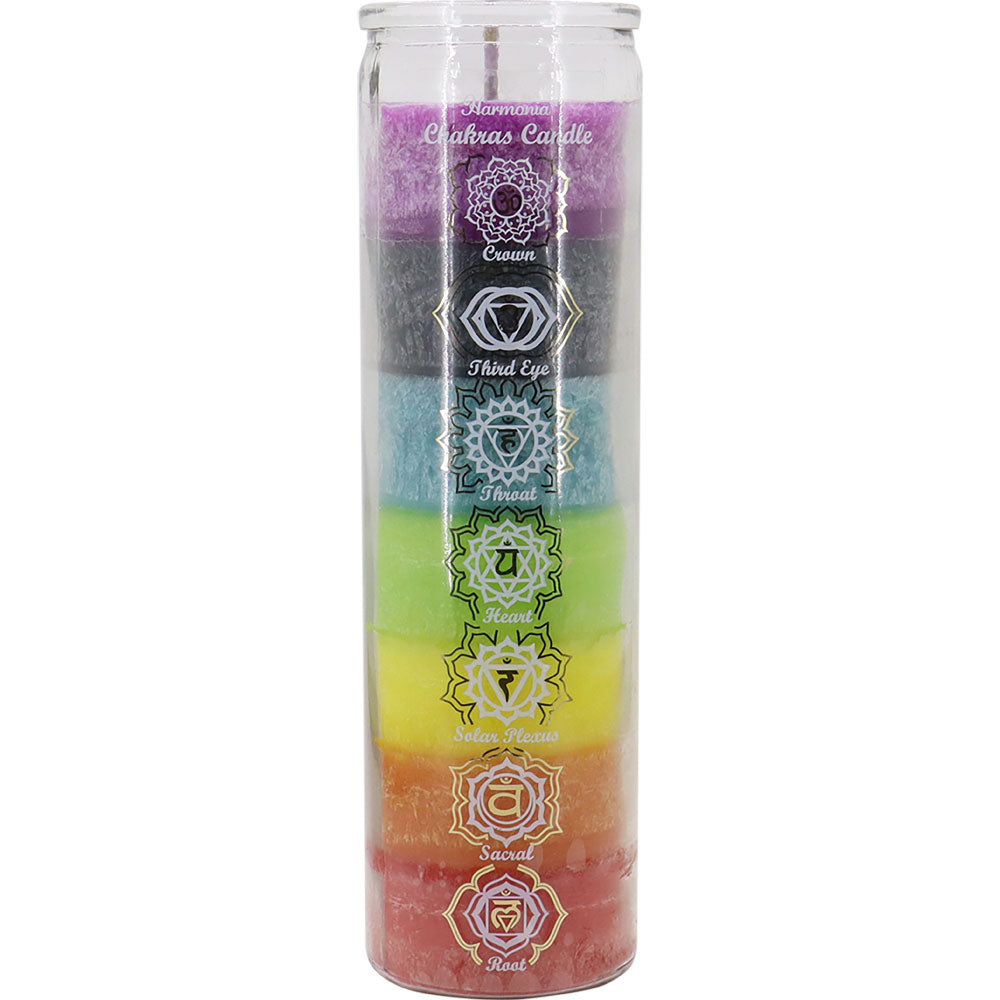 81557 7 Day Chakra Glass Prayer Candle