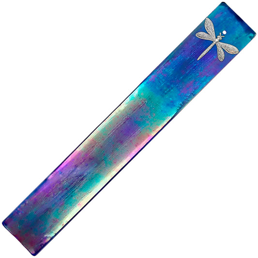87017 Glass Incense Holder Dragonfly Blue Iridescent