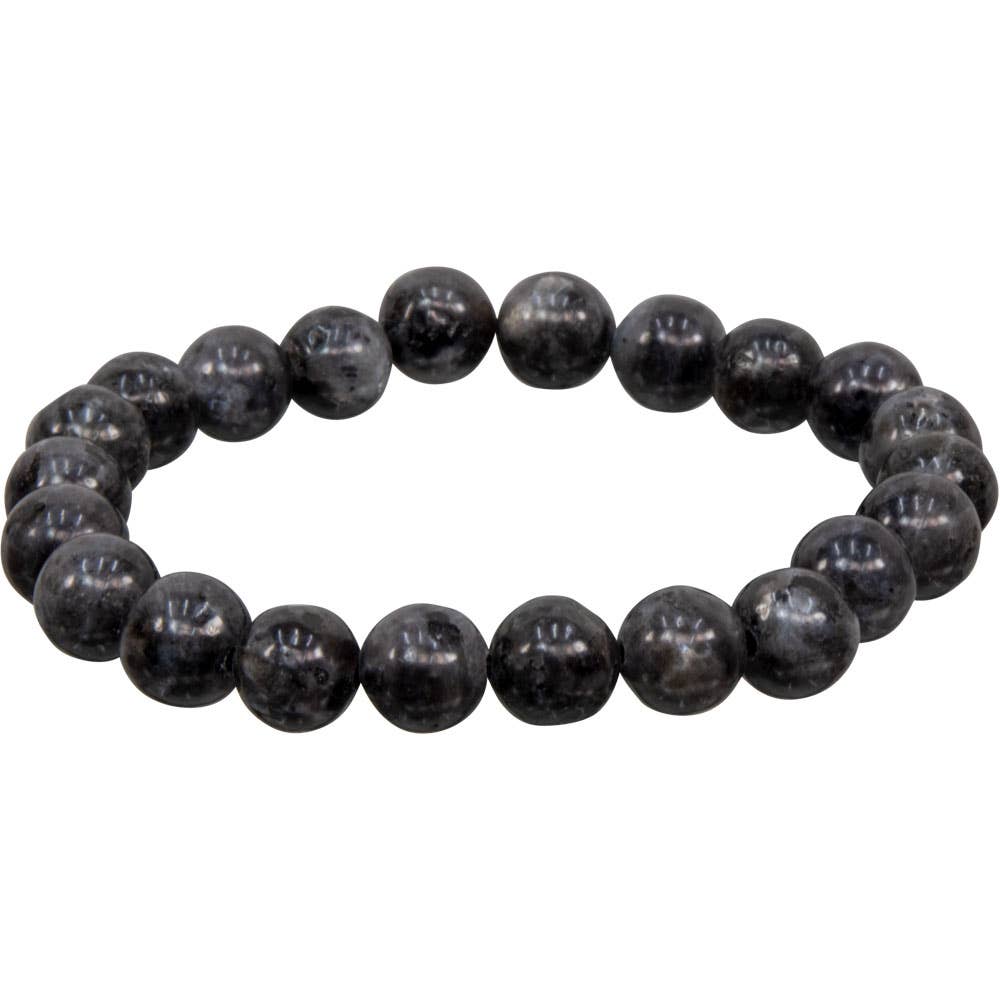 Bracelet 8mm Round Beads - Black Labradorite