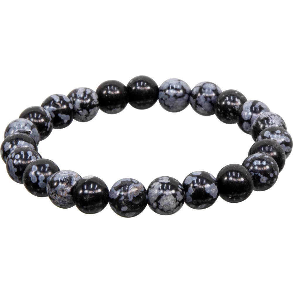 Bracelet 8mm Round Beads - Snowflake Obsidian