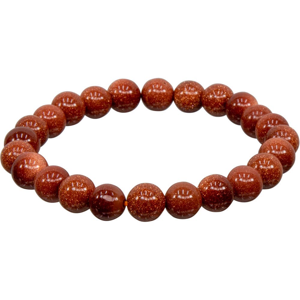 Bracelet 8mm Round Beads - Goldstone