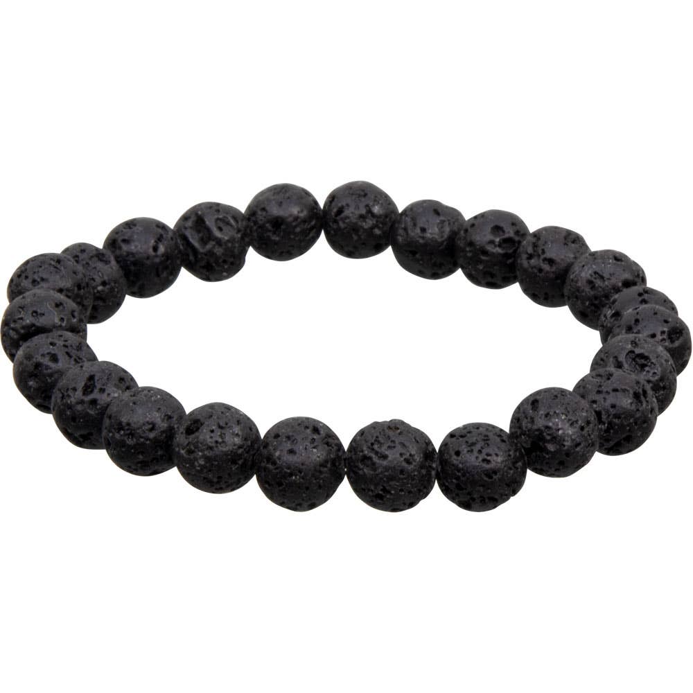 Bracelet 8mm Round Beads - Lava
