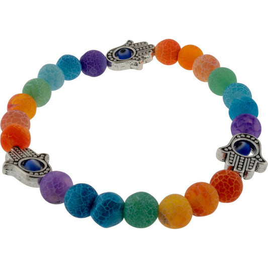 98796 Bracelet Chakra Cracked Agate w/Fatima Hands