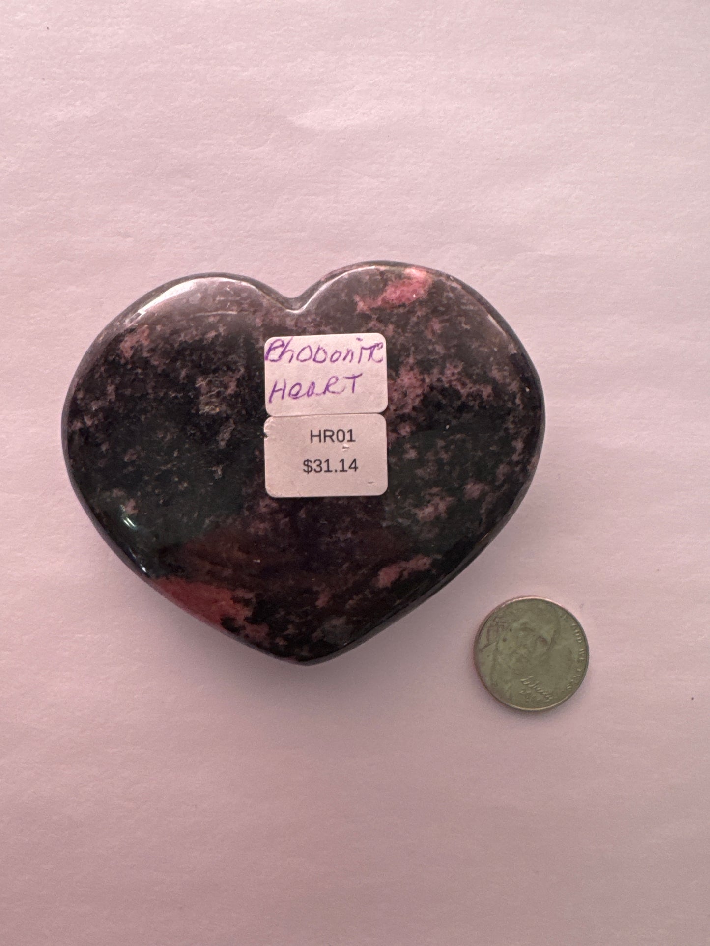 HR01 Heart Rhodonite