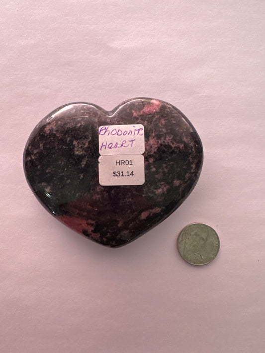 HR01 Heart Rhodonite
