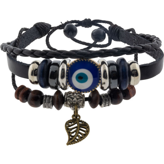 98808 Bracelet Evil Eye Black w/ Feather