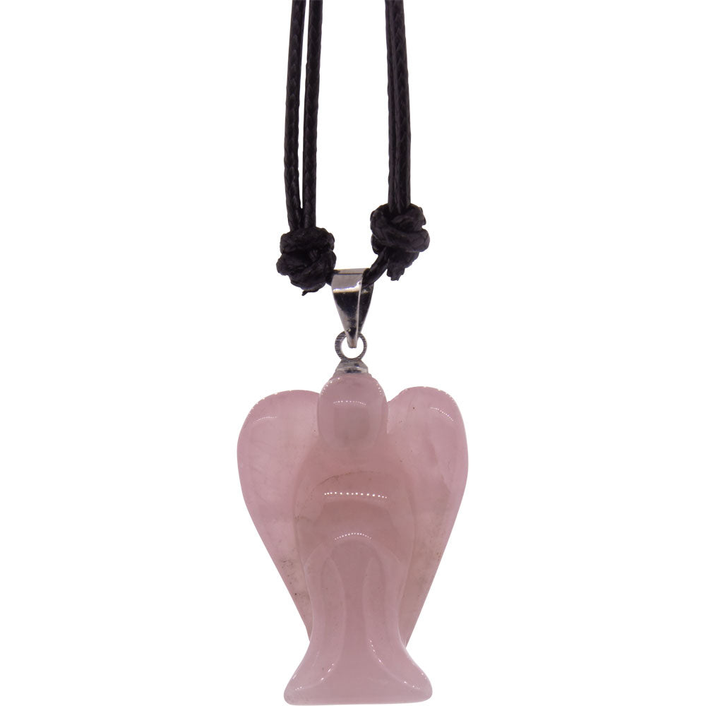 98840 Gemstone Angel Necklace - Rose Quartz