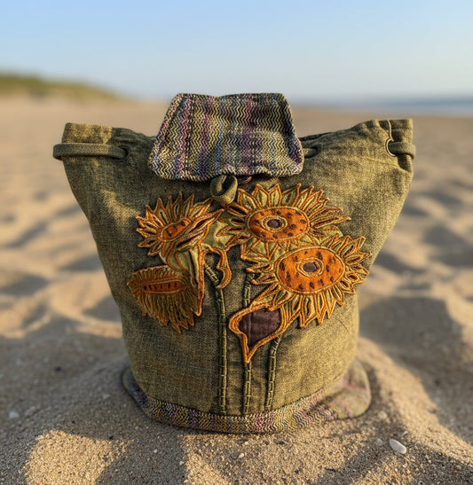 Backpack Drawstring Sunflower Olive