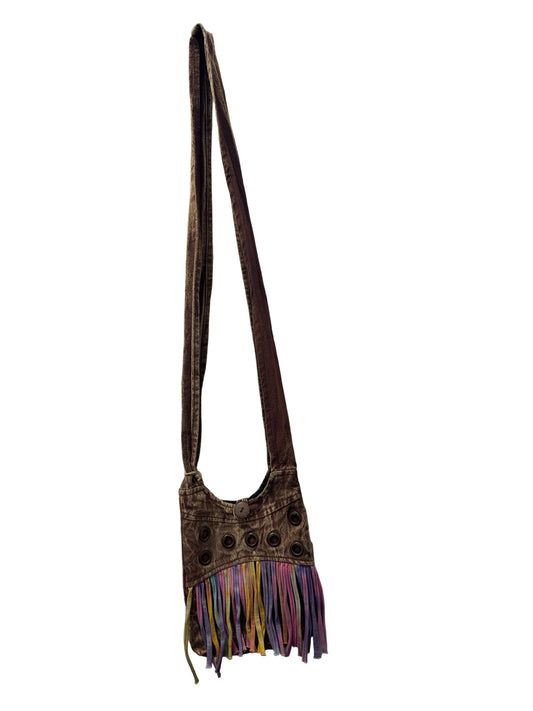 Small Cotton Brown Crossbody Bag