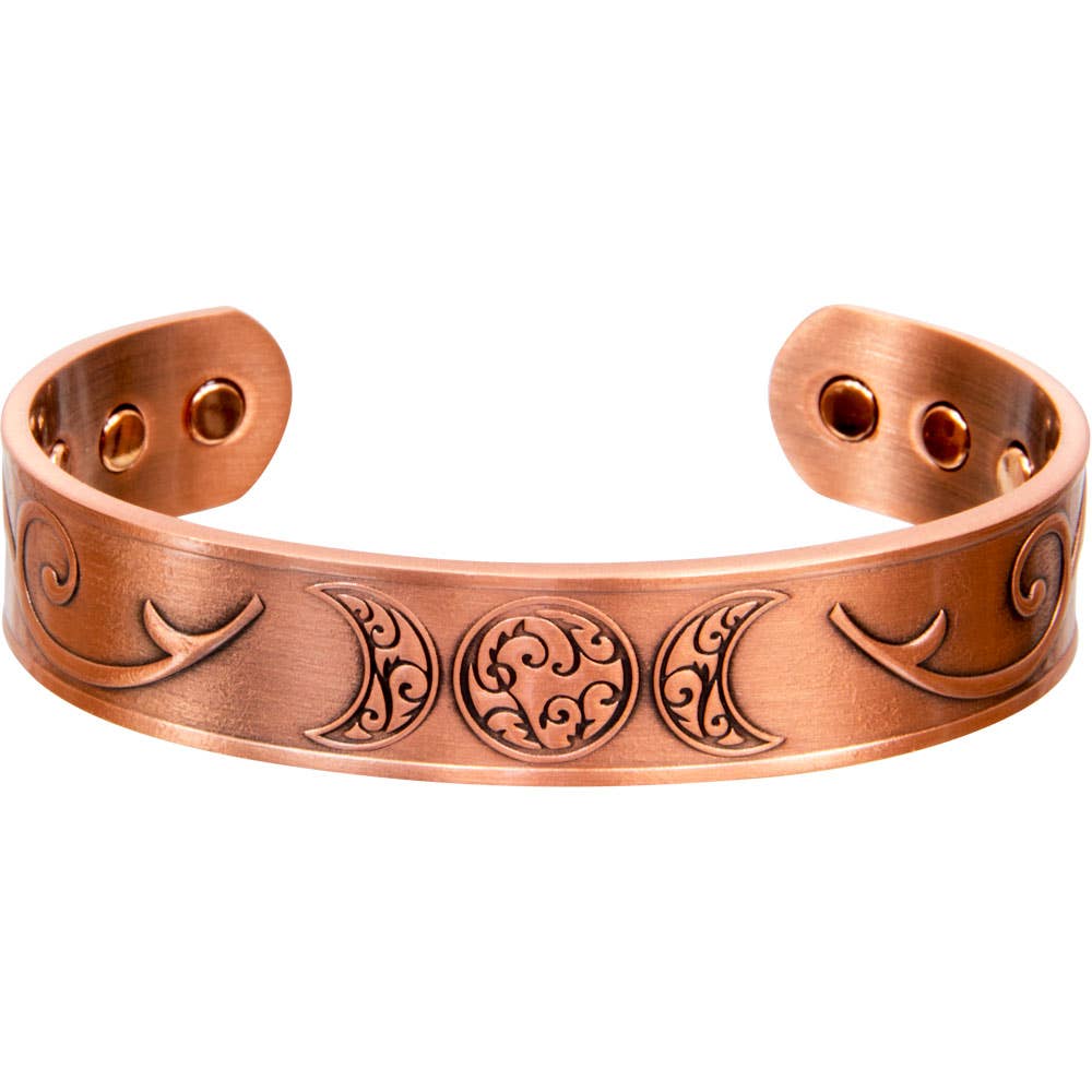 Magnetic Copper Bracelet - Triple Moon - Antique Copper