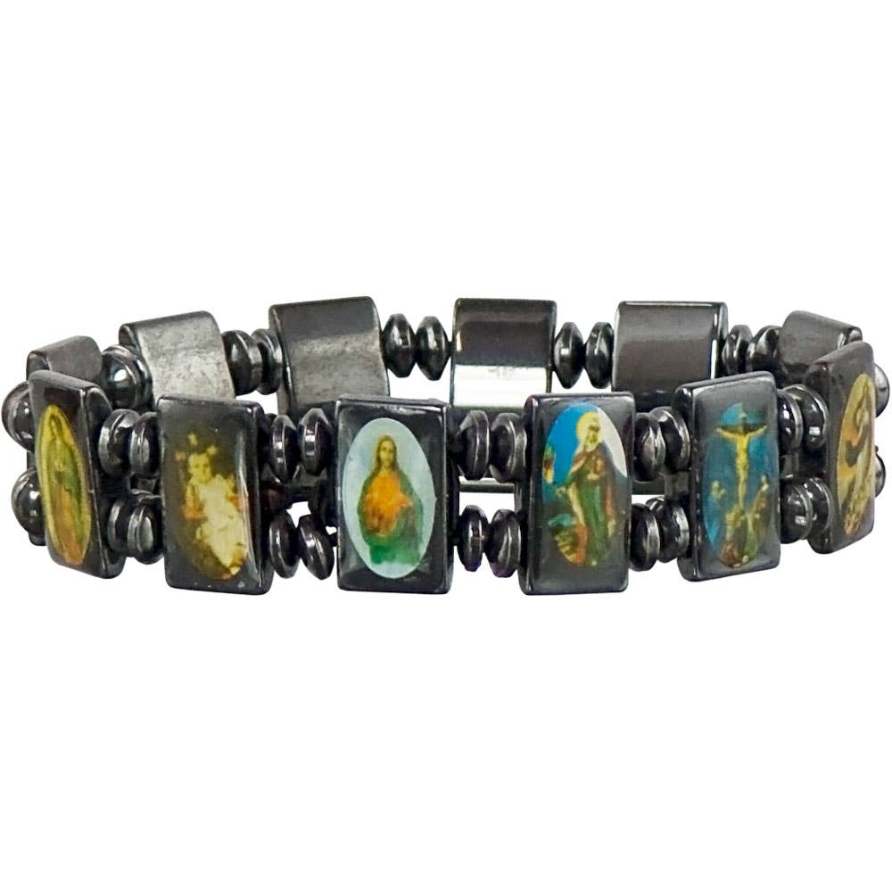 Elastic Hematite Bracelet - Saints Patron (Each)