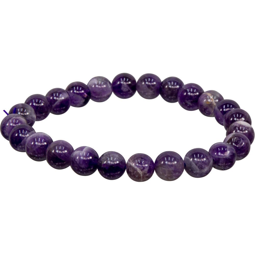 Bracelet 8mm Round Beads - Chevron Amethyst