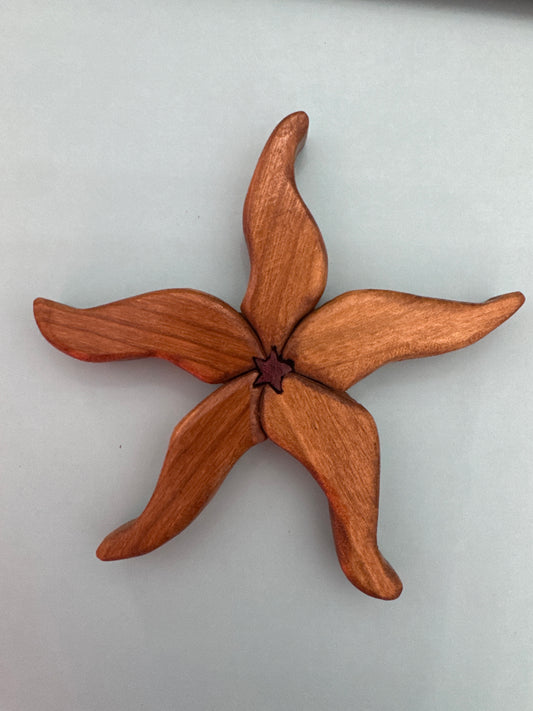Handcrafted Wooden Starfish with Star