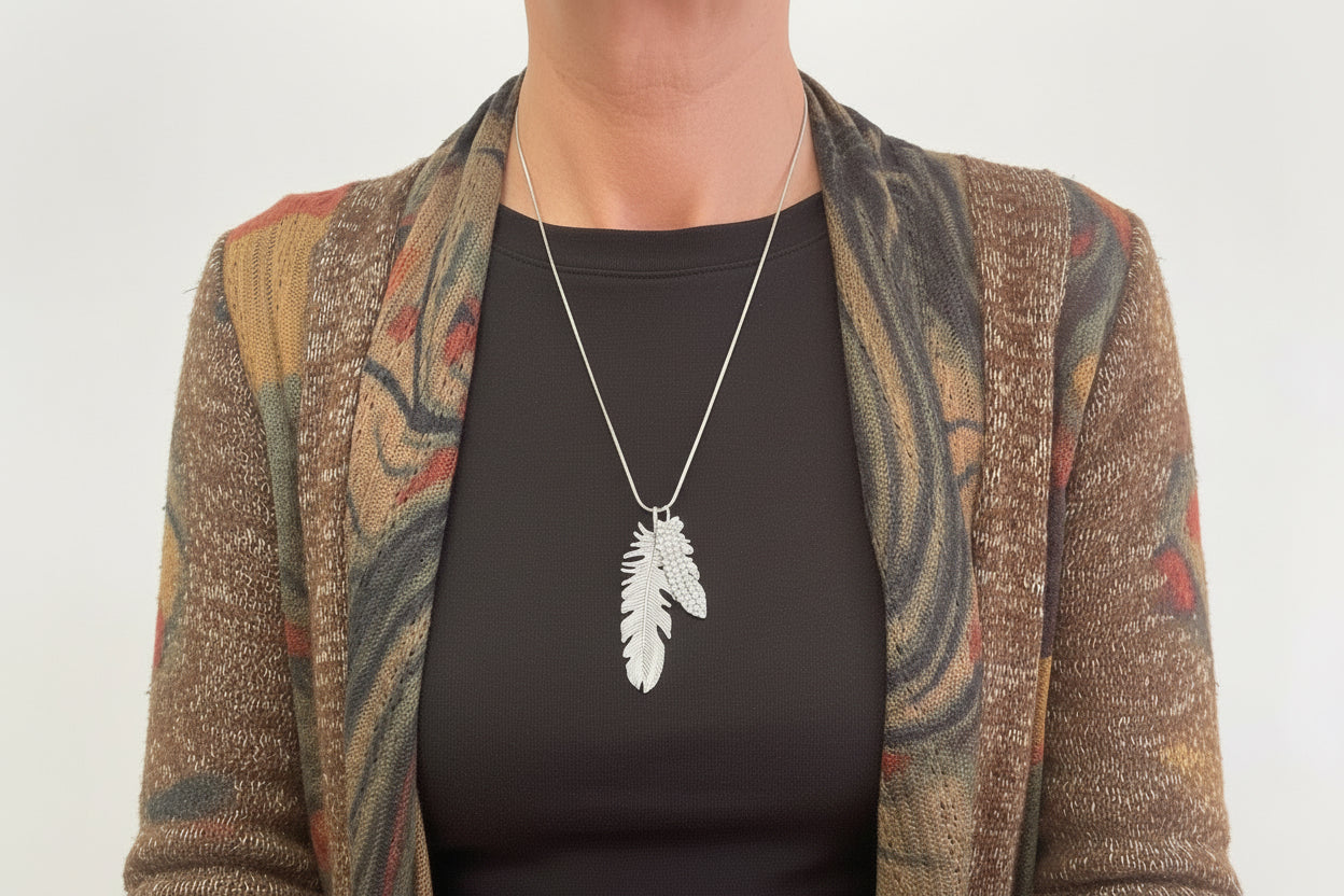 Necklace Double Feather