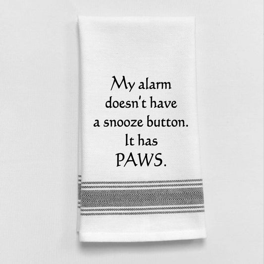 BB-M-109 White Kitchen Towel "My alarm doesn't have..."