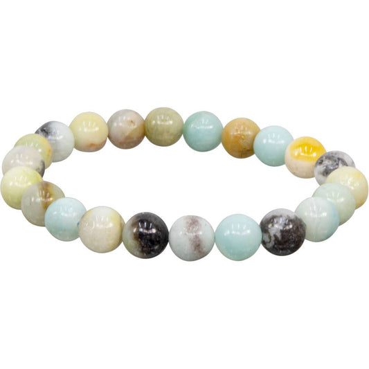 Bracelet 8mm Round Beads - Mixed Amazonite