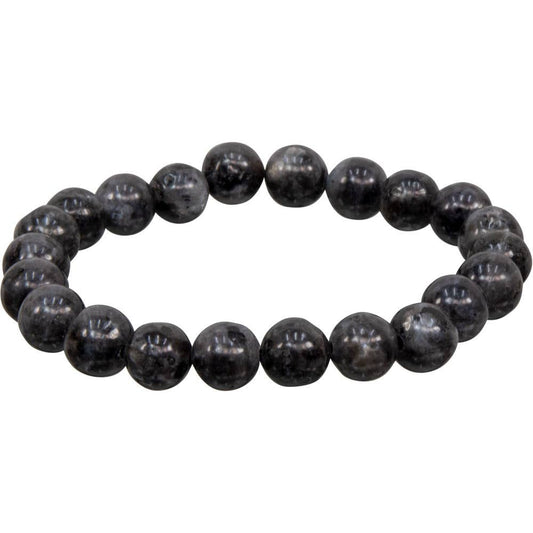 Bracelet 8mm Round Beads - Black Labradorite