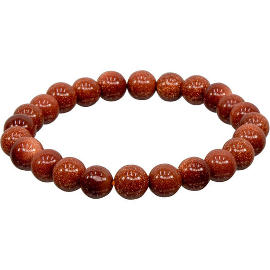 Bracelet 8mm Round Beads - Goldstone