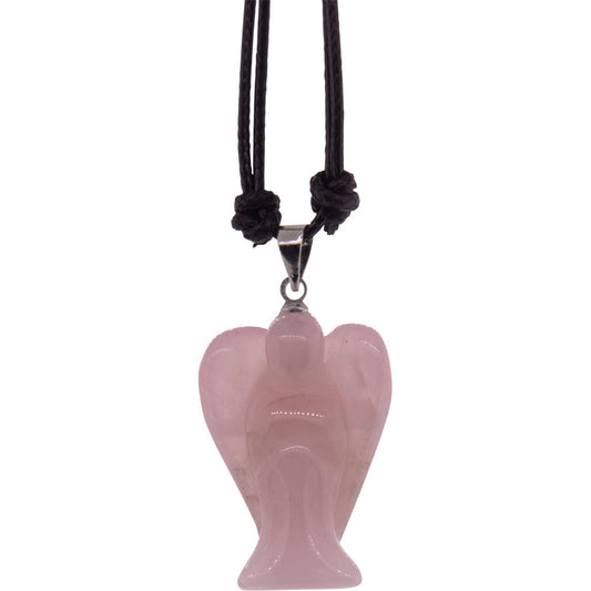 98840 Gemstone Angel Necklace - Rose Quartz