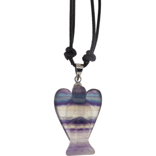 98842 Gemstone Angel Necklace - Rainbow Fluorite