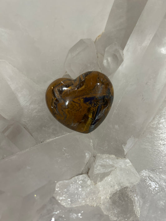 VHTE45 Heart Puffed Tigers Eye 45mm