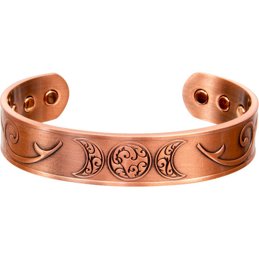 Magnetic Copper Bracelet - Triple Moon - Antique Copper