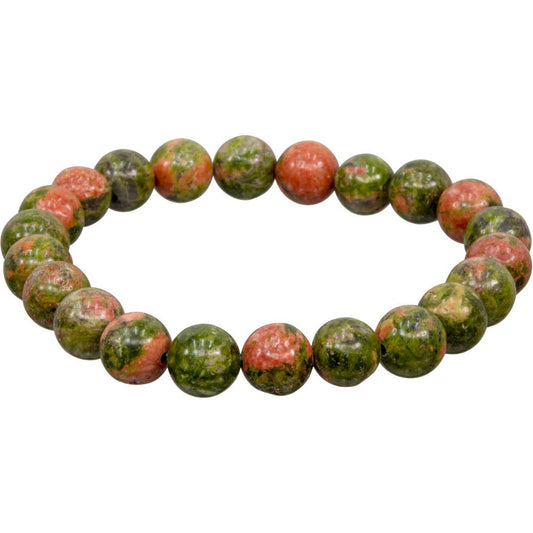 Bracelet 8mm Round Beads - Unakite