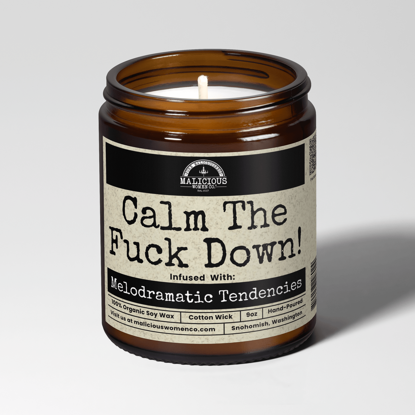 Calm The F*ck Down 9oz Funny Candle Malicious Women Co