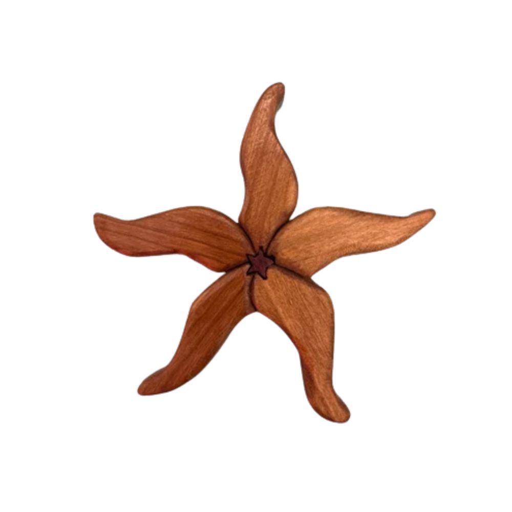Handcrafted Wooden Starfish with Star A