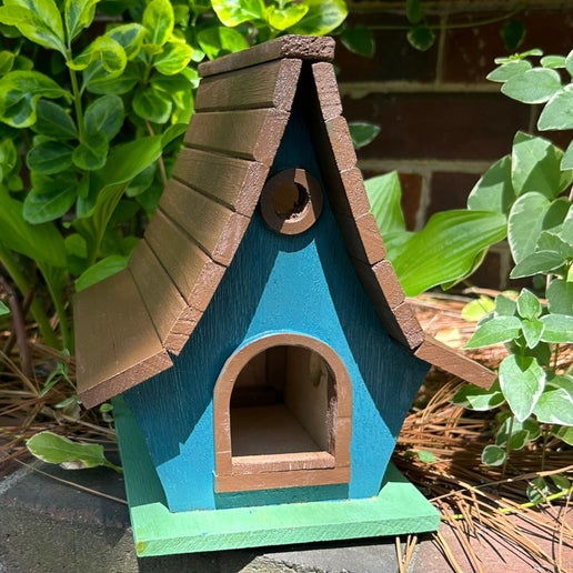 ZTFWBH1 Birdhouse A Frame Blue Green