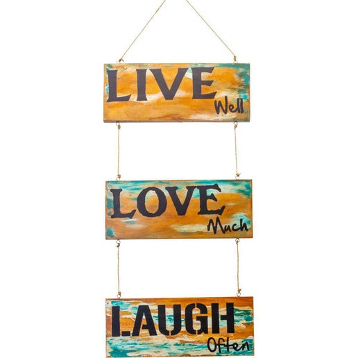 57621 Reclaimed Wood Hanging Plaque - Live, Love, Laugh