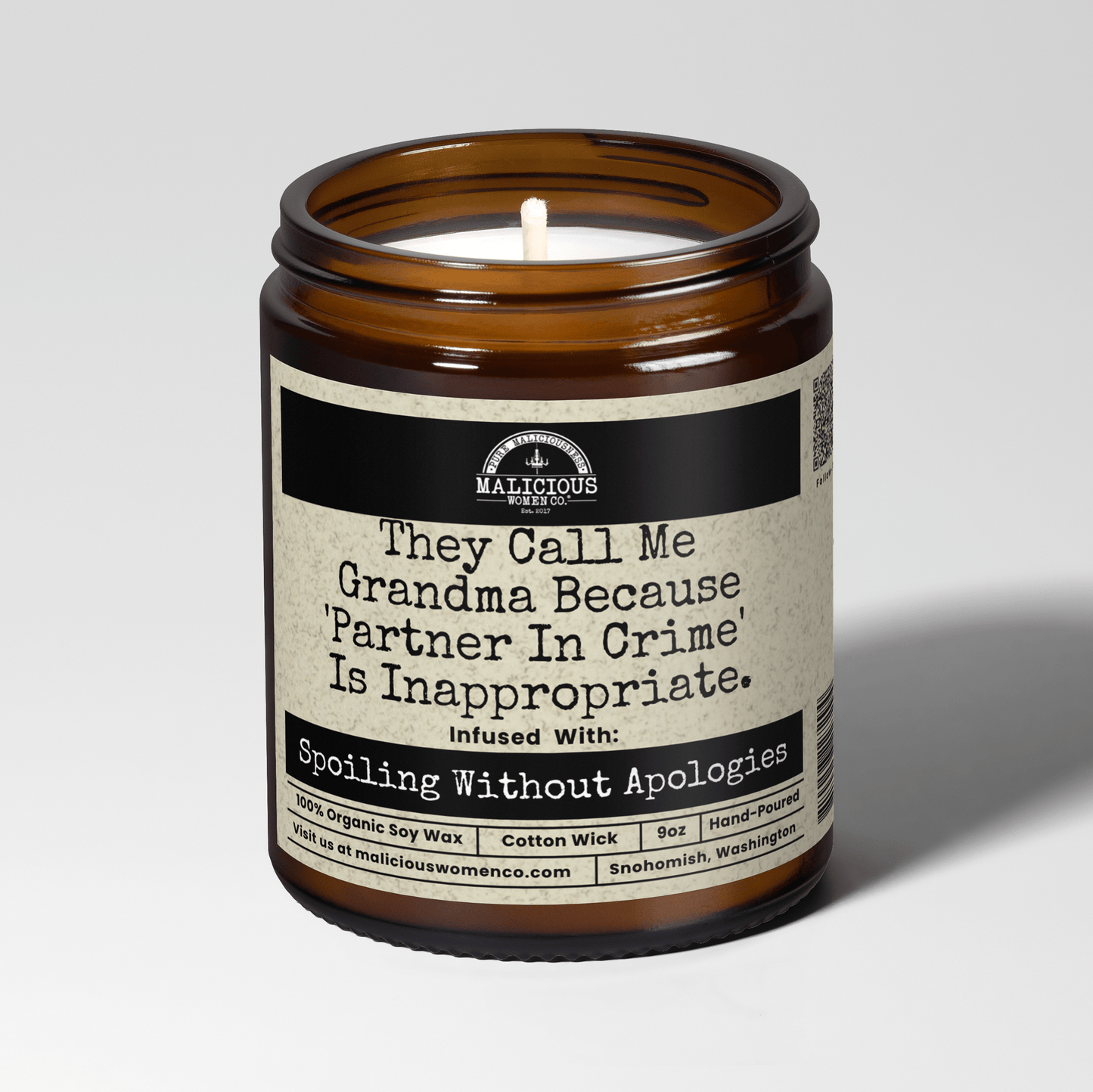 They Call Me Grandma Because 'Partner In Crime' Is Inappropriate 9oz Family Candle Malicious Women Co
